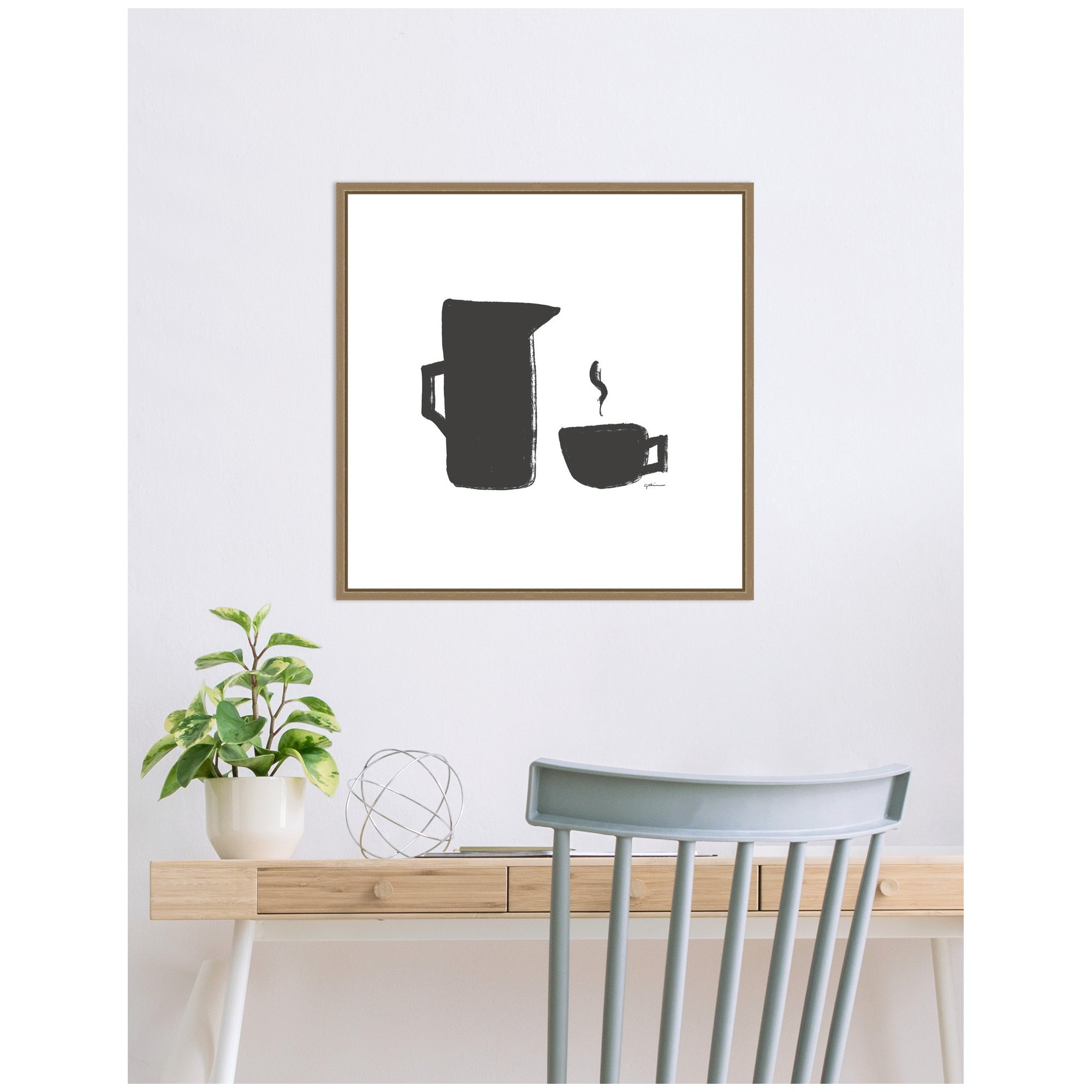Coffee by Gabrielly Guedes Framed Canvas Wall Art Print