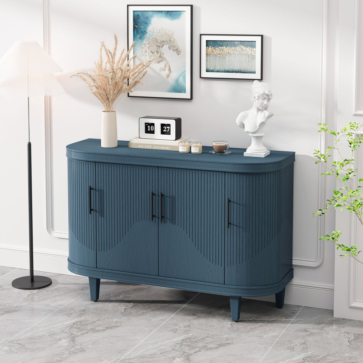Curved Four-Door Sideboard — Blue