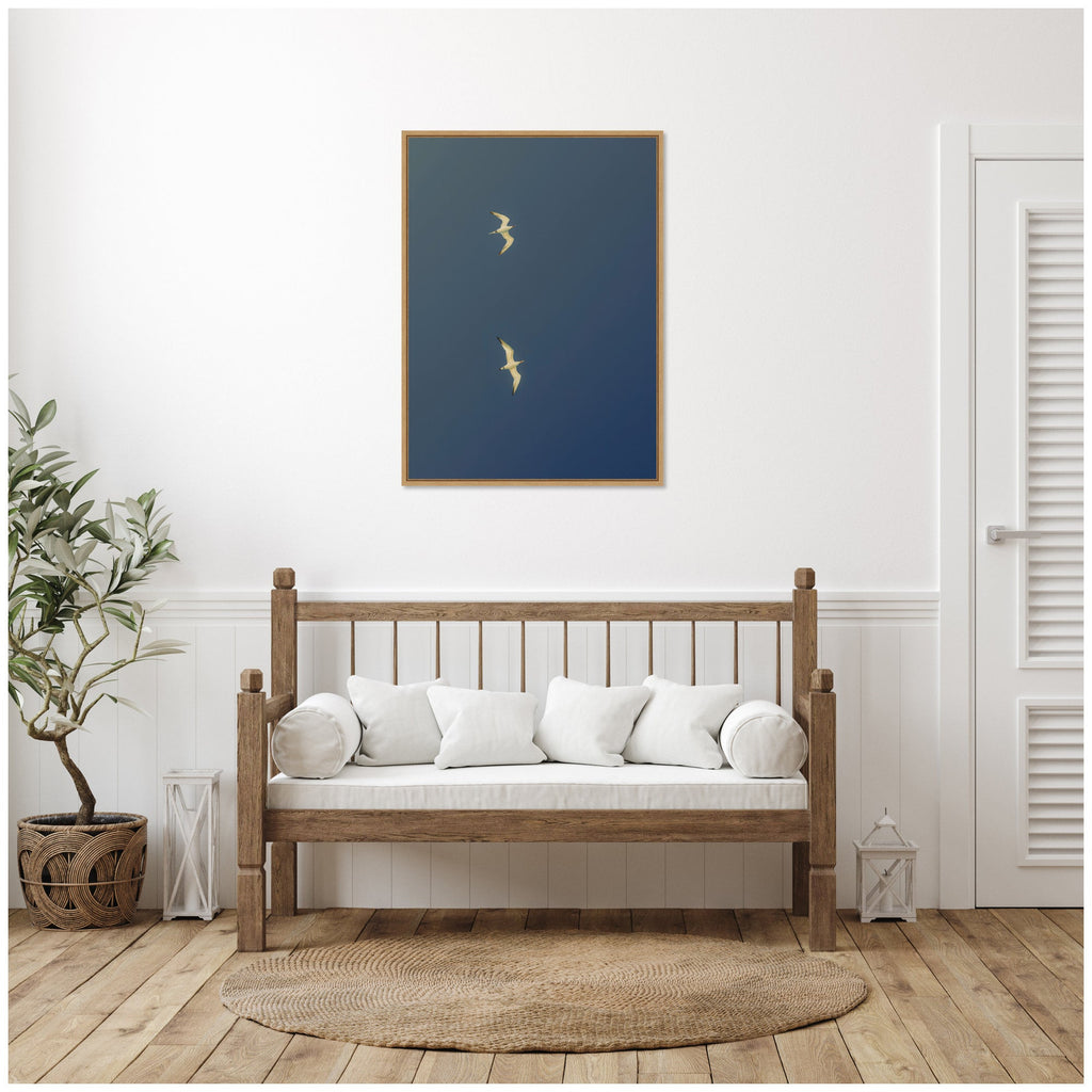 Fly Away Dark Blue by Alicia Bock Framed Canvas Wall Art Print