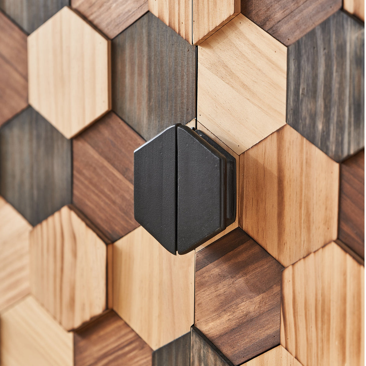 Distressed Storage Cabinet with Honeycomb Pattern