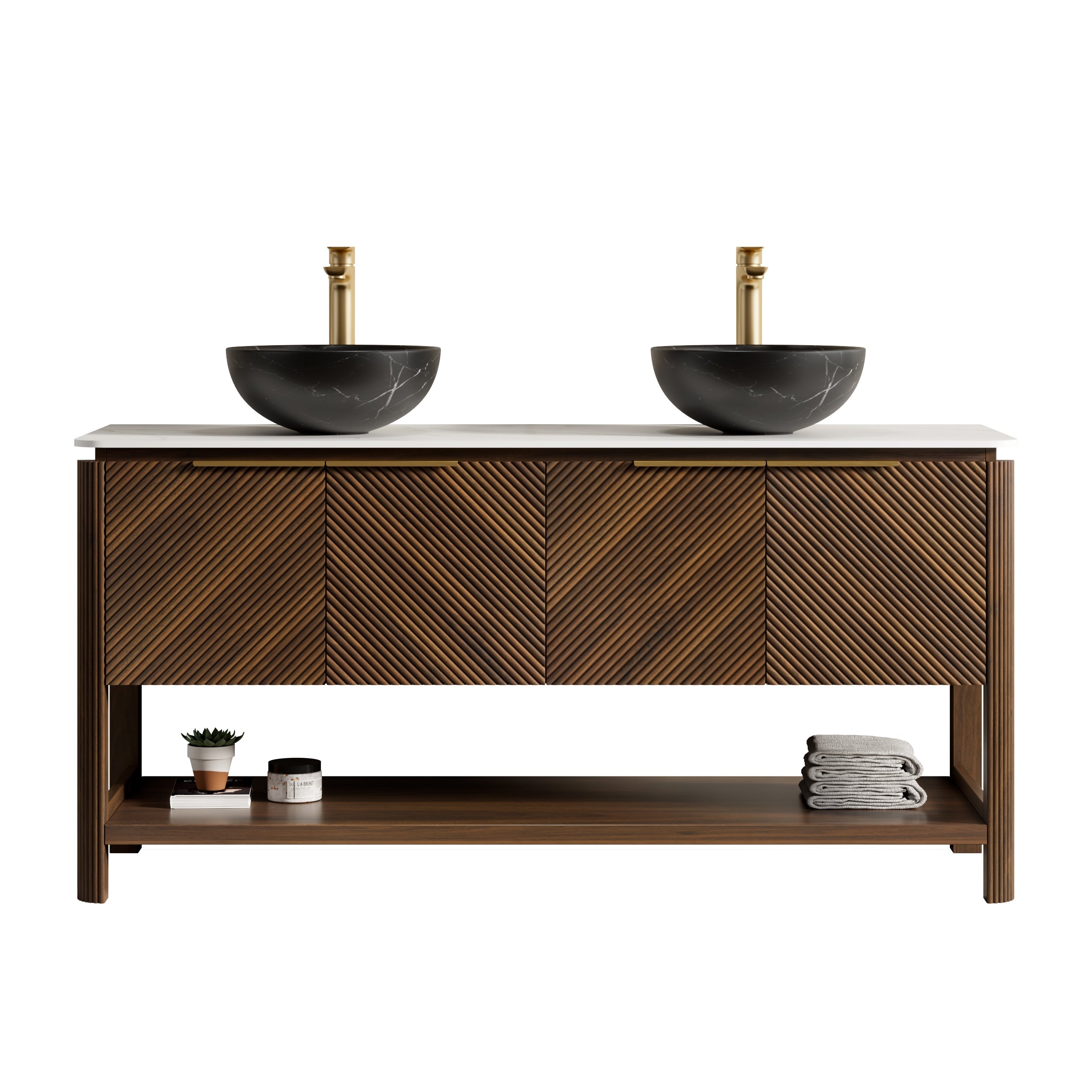 Indigo 60" Bathroom Vanity with Sinter Stone Countertop