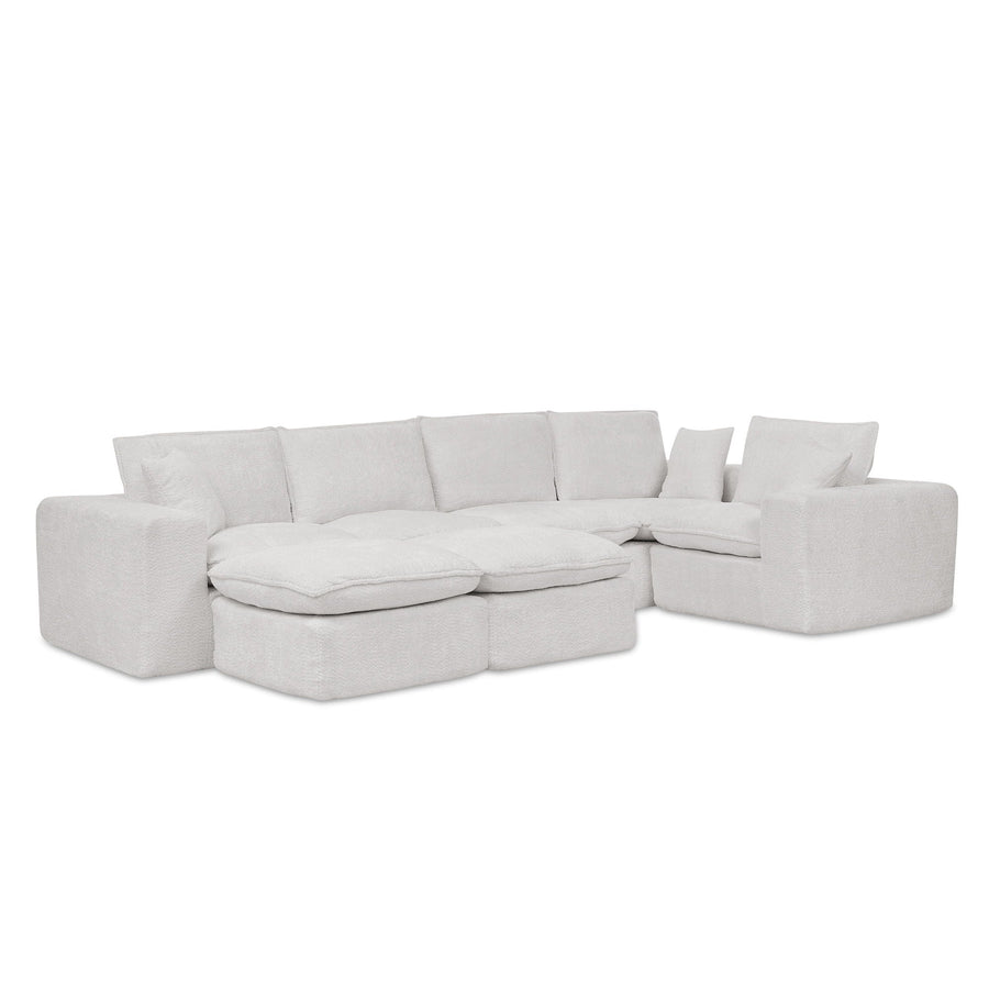 Cloud-Comfort Modular Sectional Sofa with Moveable Ottoman