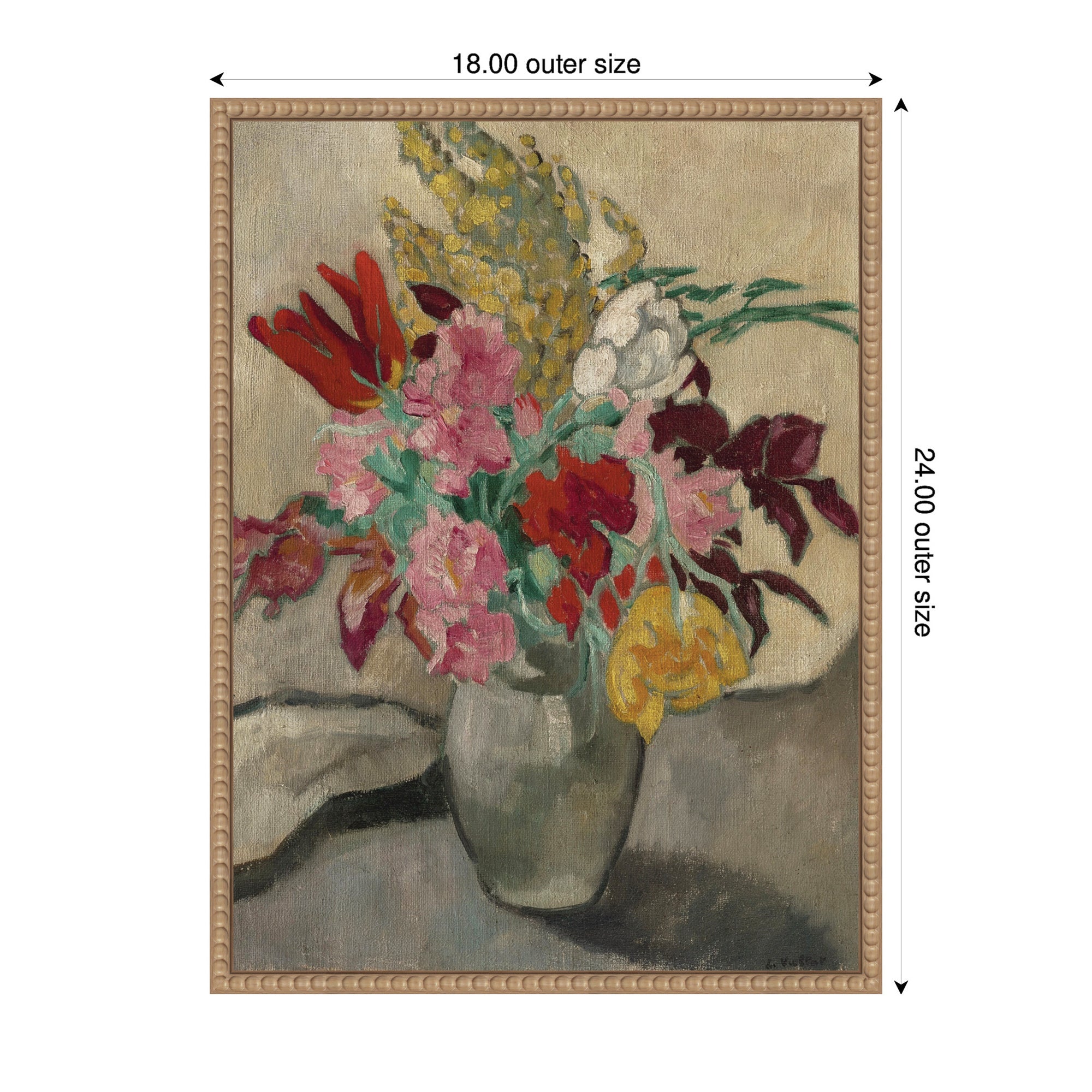 Vase avec bouquet de fleurs by Louis Valtat by Nostalgia Prints Framed Canvas Wall Art Print