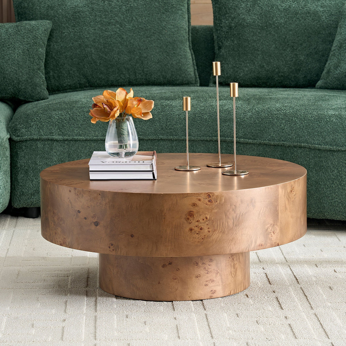 Burl Walnut Pedestal Coffee Table