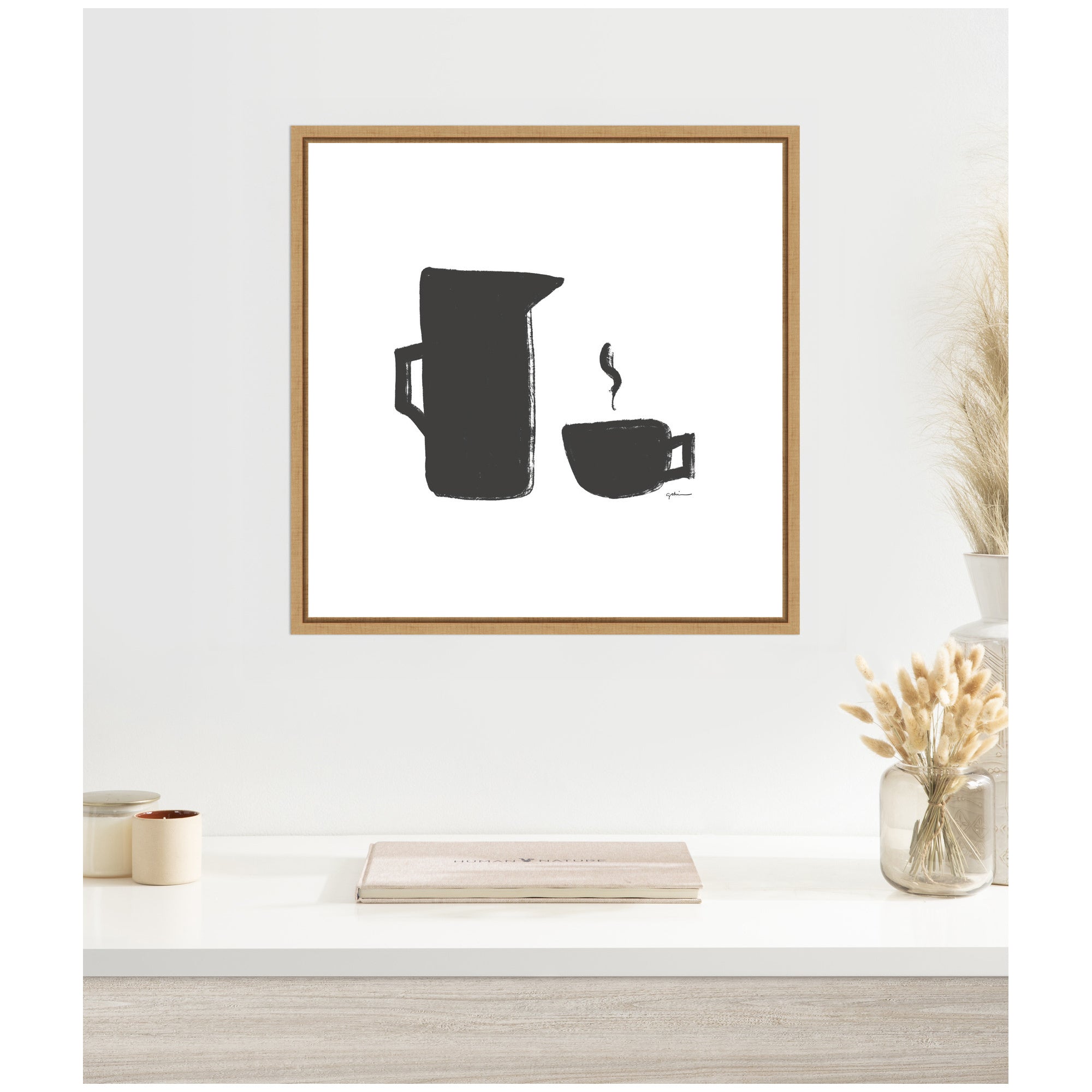 Coffee by Gabrielly Guedes Framed Canvas Wall Art Print