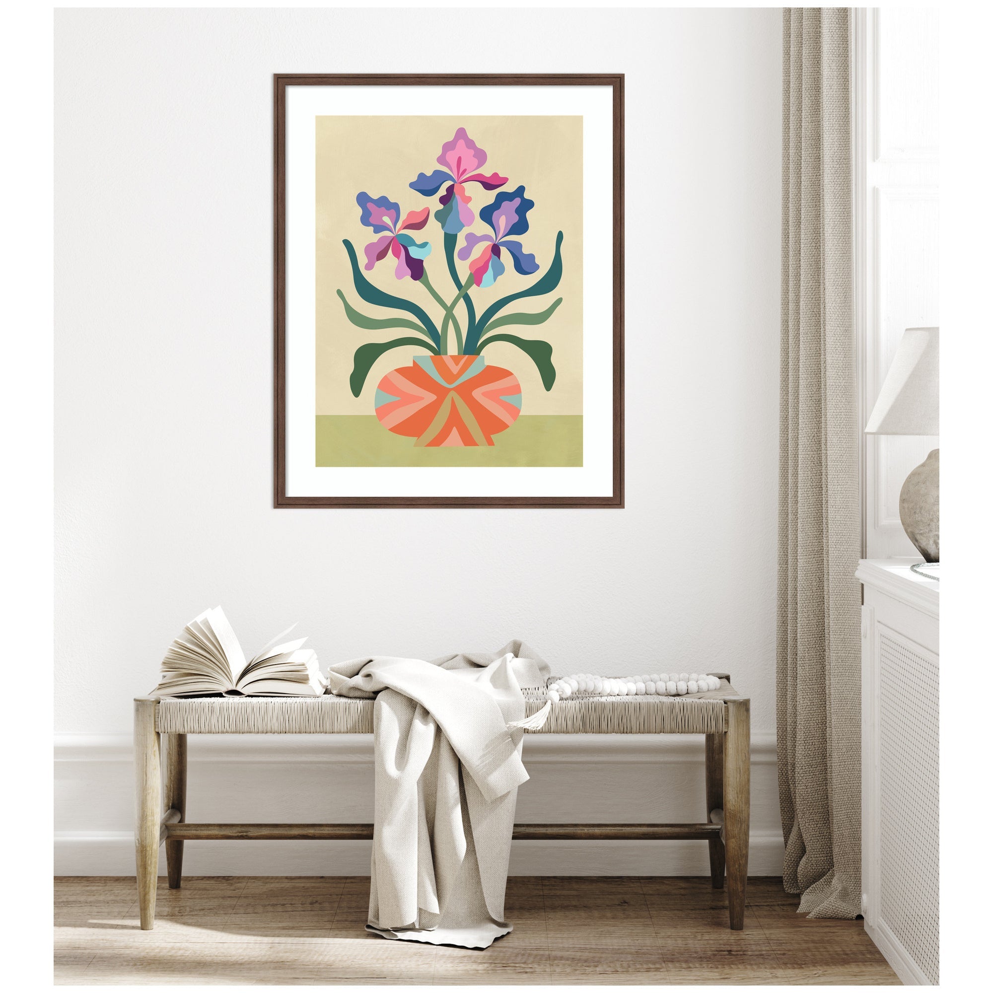 Framed Art Iris and Vase by Rachel Lee