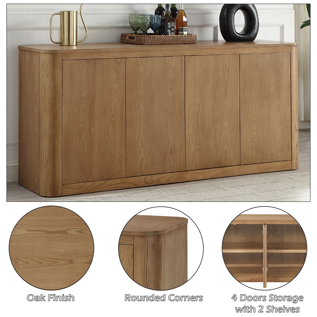 Oak Pedestal Dining Set — 7 Piece