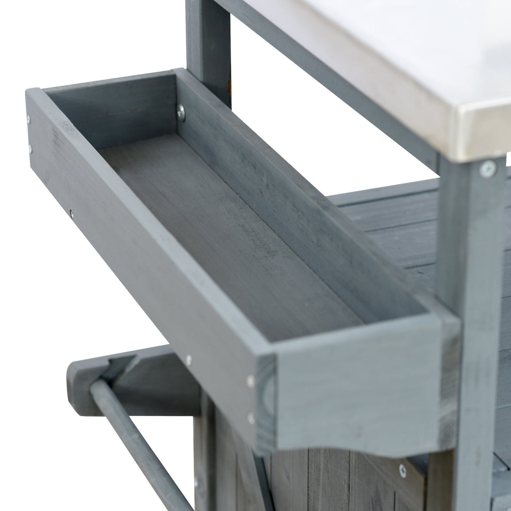 K&K Outdoor Kitchen Island, Rolling Bar Cart & Storage Cabinet