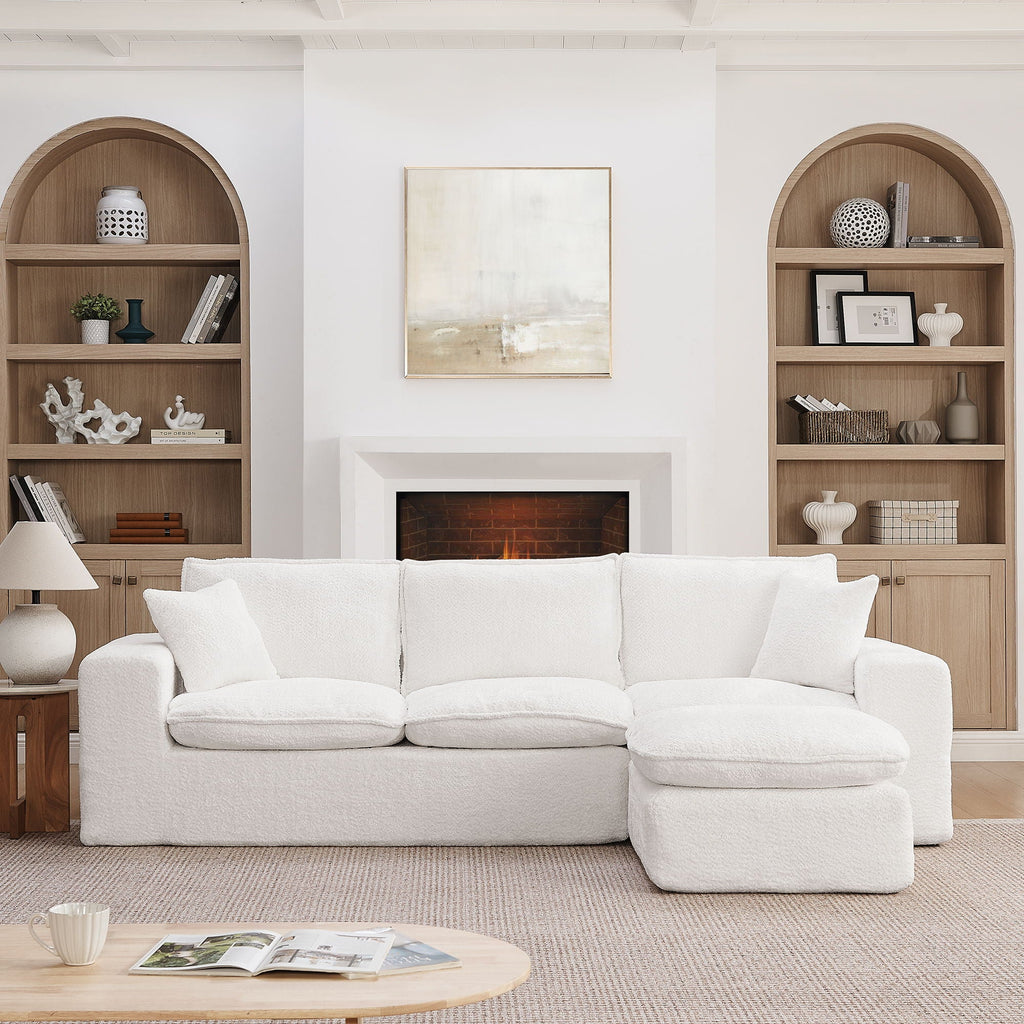 Cloud-Comfort Modular Sectional Sofa with Moveable Ottoman