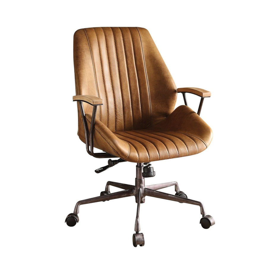 Hamilton Top-Grain Leather Office Chair — Dark Brown