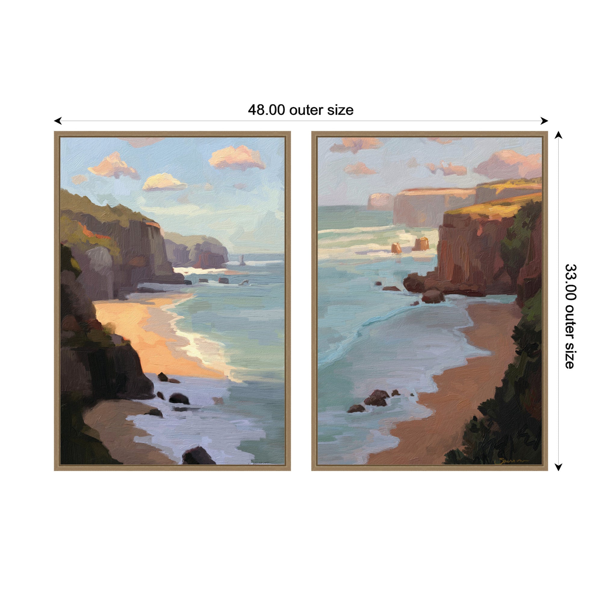 Partly Cloudy with Sunshine & Afternoon Shadow 2 Piece Framed Canvas Wall Art Set by Mary Sparrow