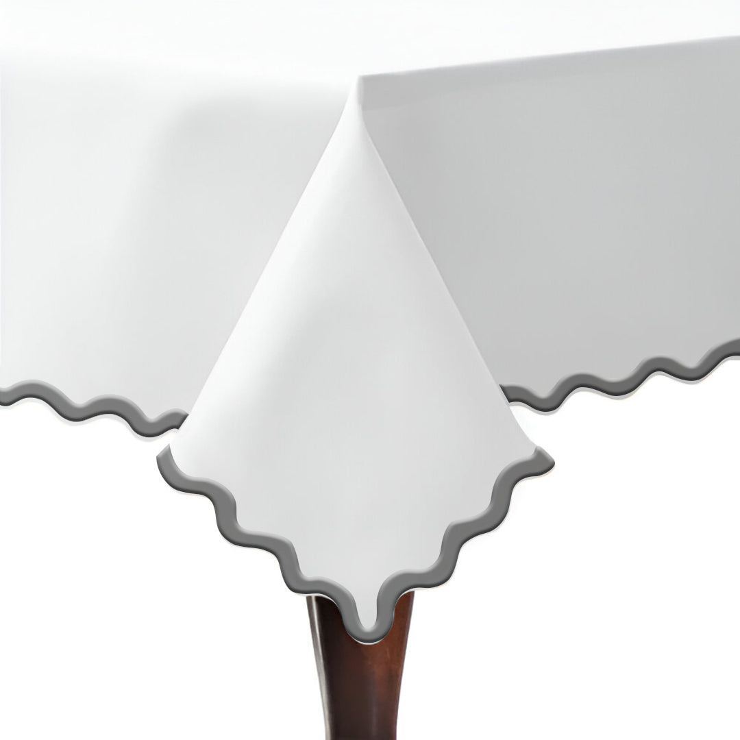 Applique Scalloped Embroidery Cotton Table Cloth