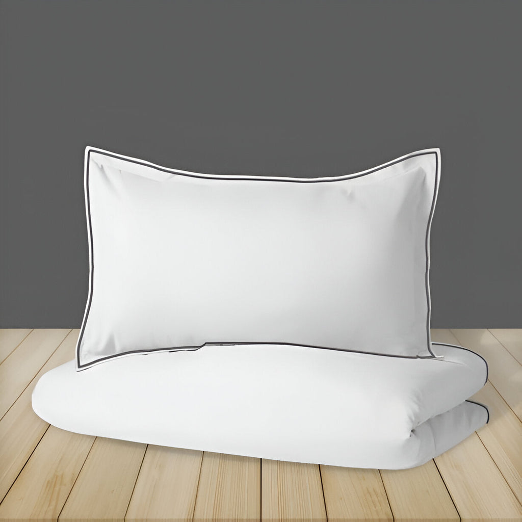 400TC Embroidery Cotton Sateen Solid Duvet Cover Set