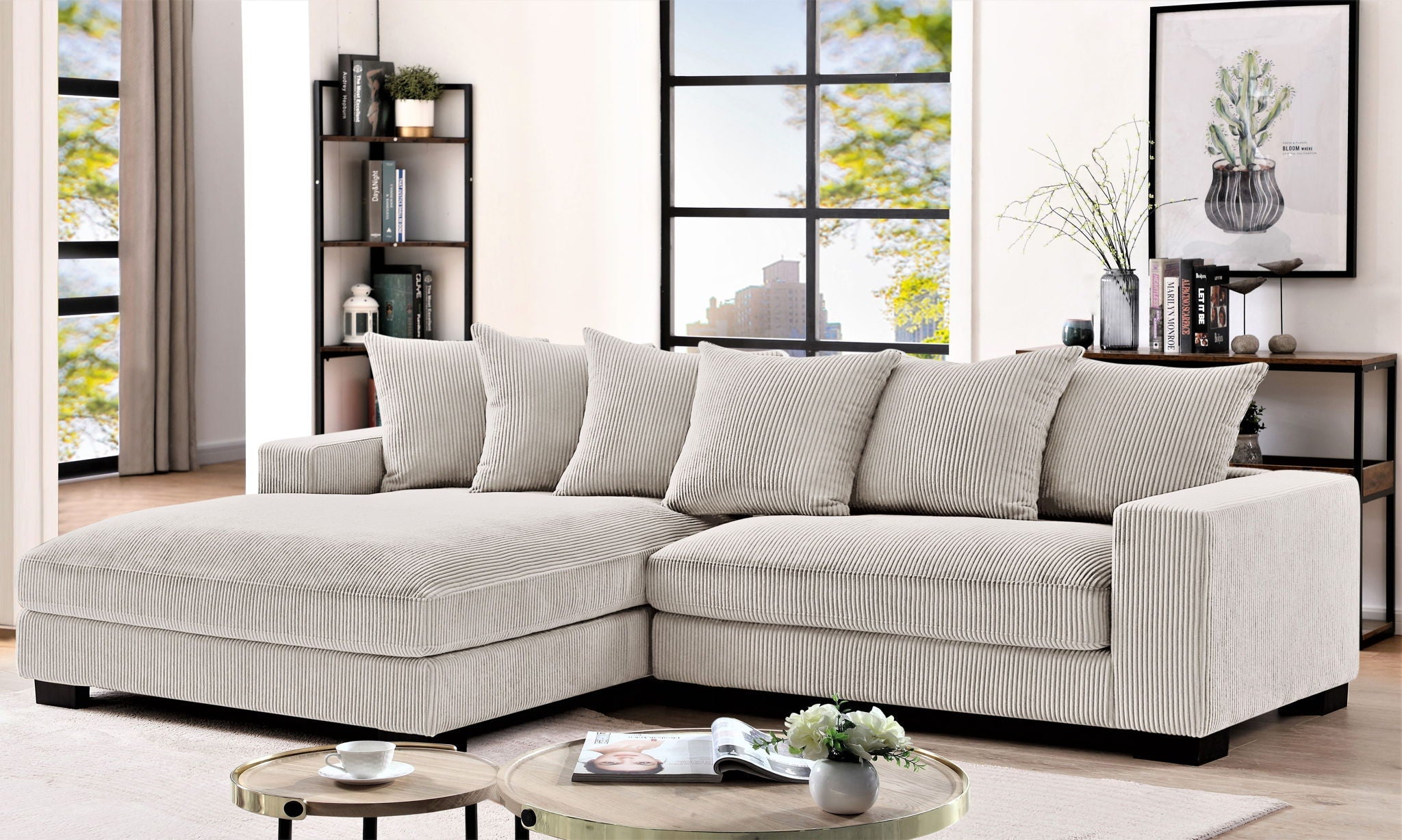 Oversized L-Shaped Sectional Sofa with Chaise