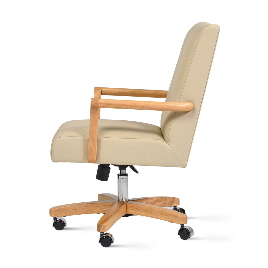 Dumont Top-Grain Leather Executive Office Chair — Cream & Natural