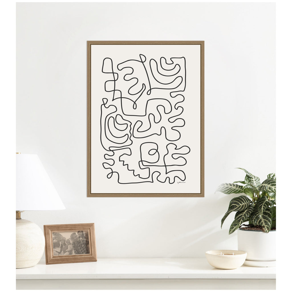 Connected Lines by Gabrielly Guedes Framed Canvas Wall Art Print