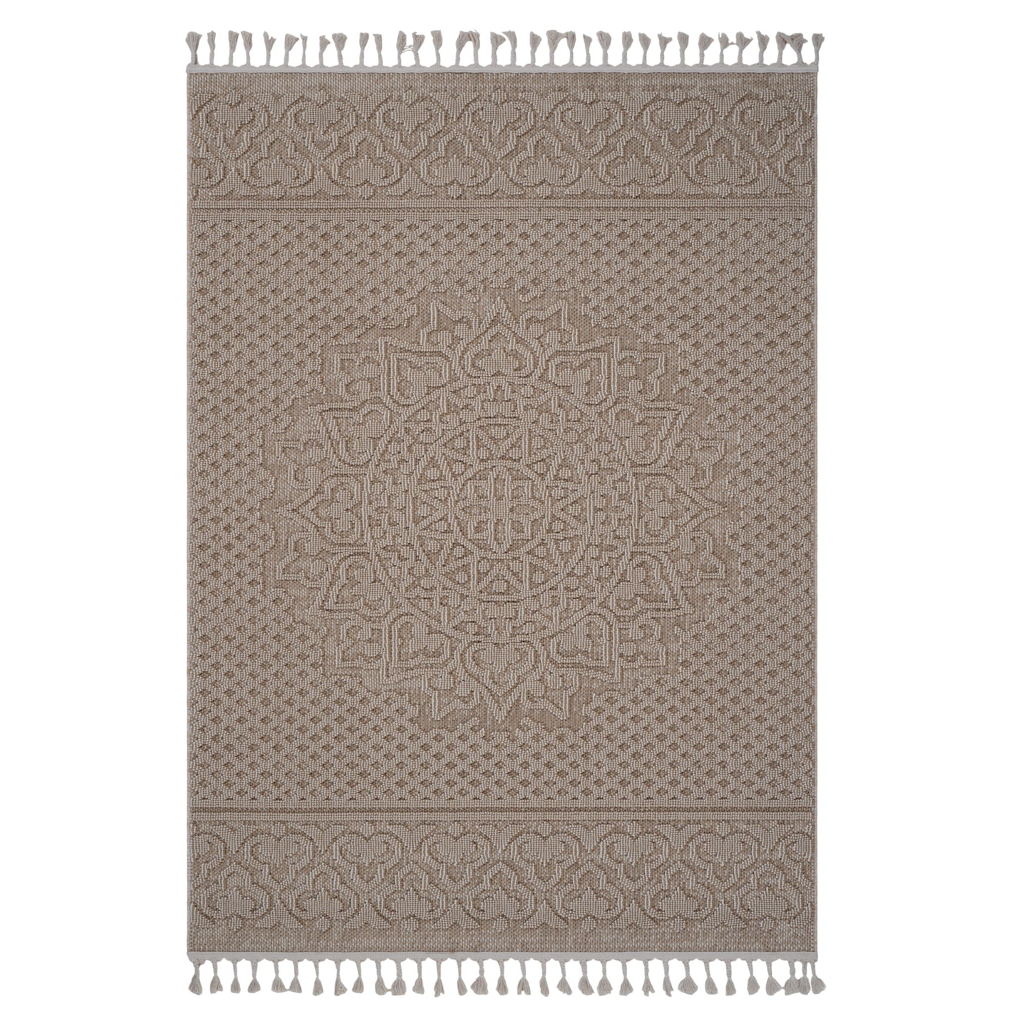 Guros 6' x 9' Medallion Indoor/Outdoor Area Rug - Beige