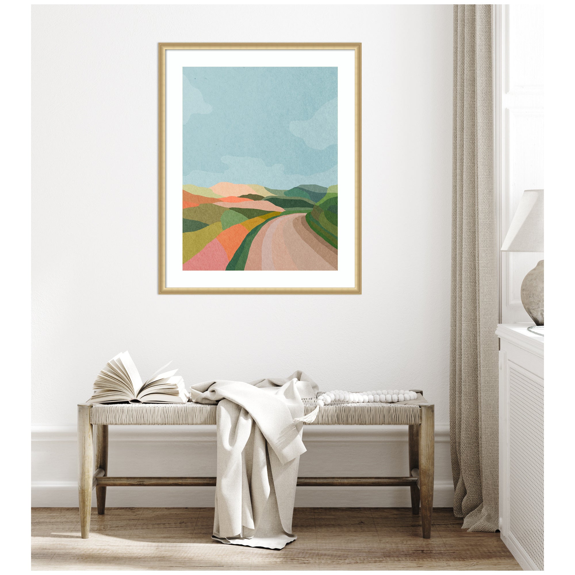 Framed Art Beautiful Landscape with Road by July Art Prints