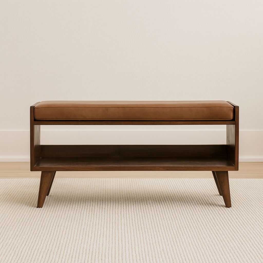 Mango Wood Upholstered Bench