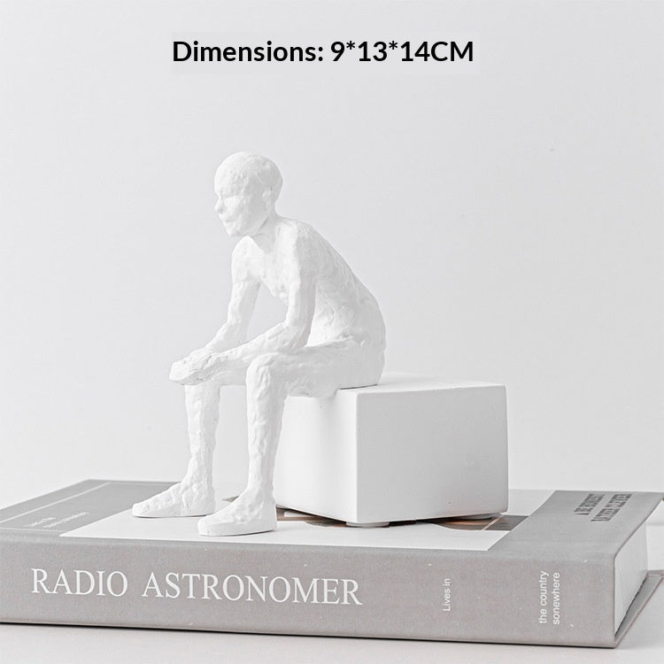 Nordic Style Seated Figure Bookends — Resin, White & Black