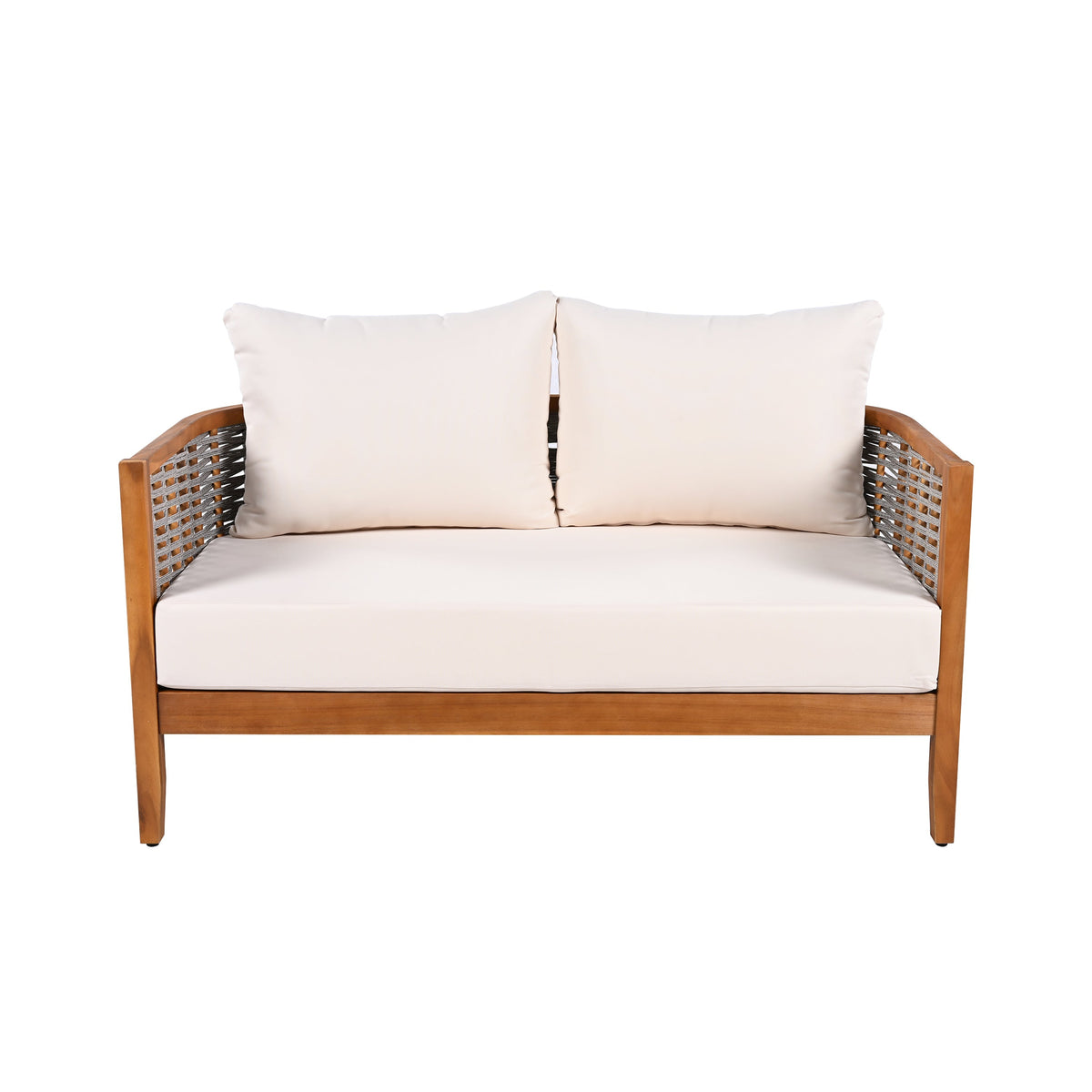 Woven Rope Outdoor Lounge Set — Beige, 4 Seats