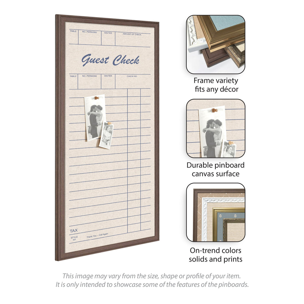 Framed Fabric Pinboard Linen Guest Check Wall Organization