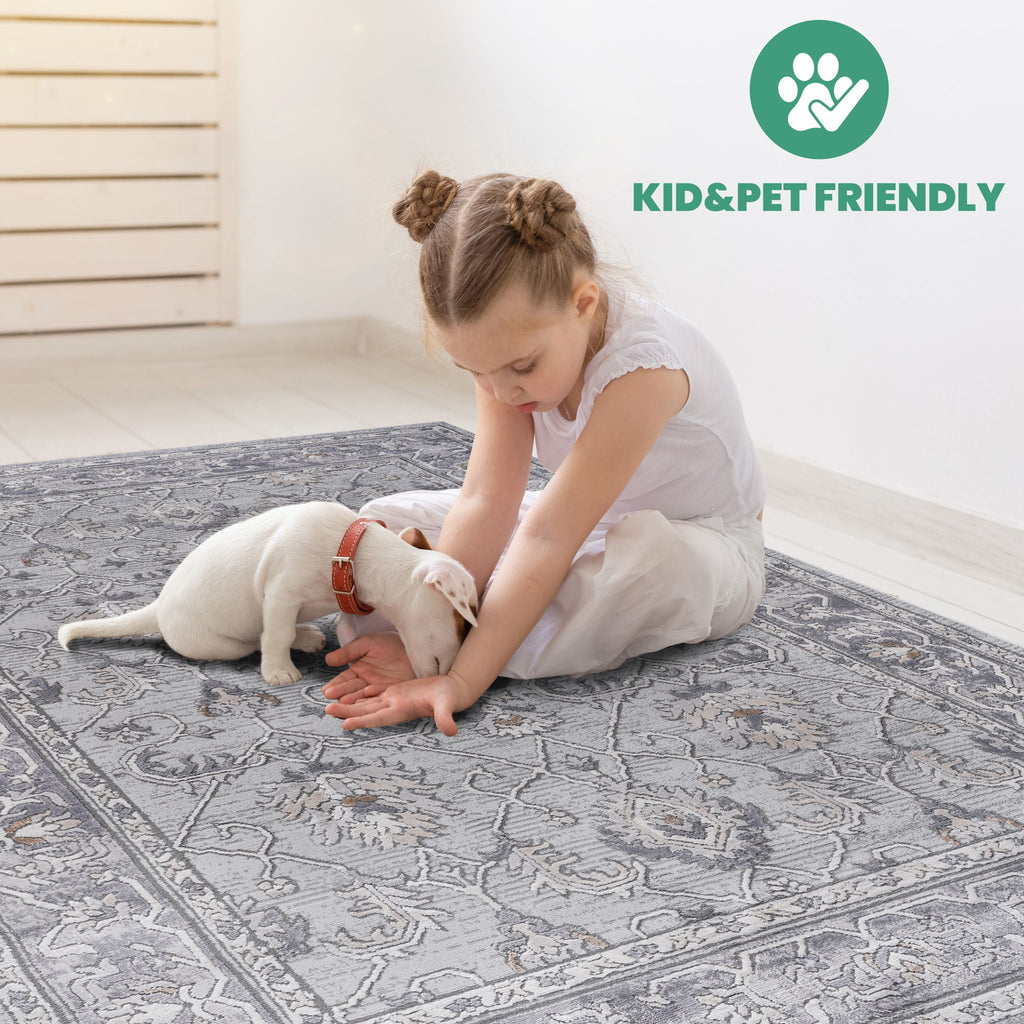 Marfi 8' x 10' Oriental Area Rug - Ivory/Gray