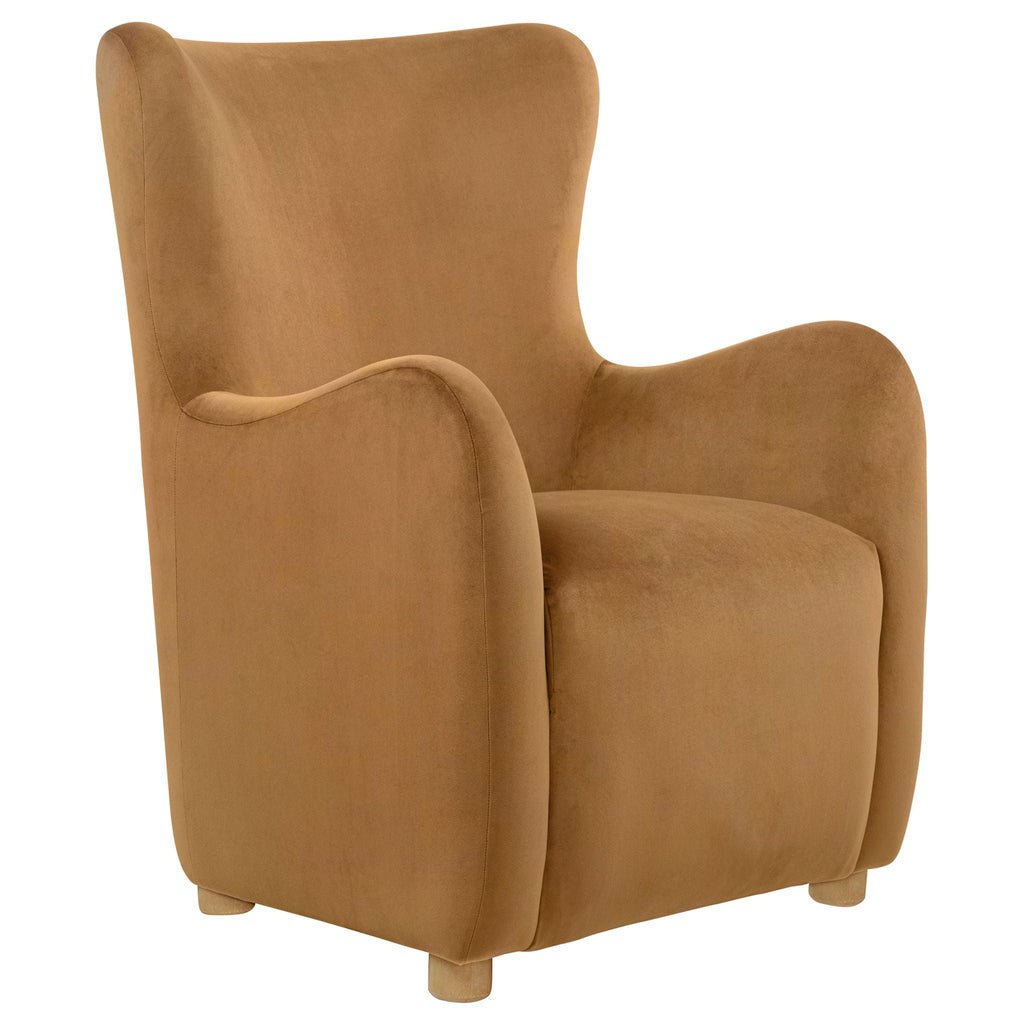 Thornton Sculptural Wingback Lounge Chair — Cognac