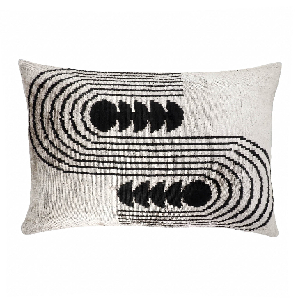 Art Deco Silk Velvet Ikat Throw Pillow Cover, 16 x 24