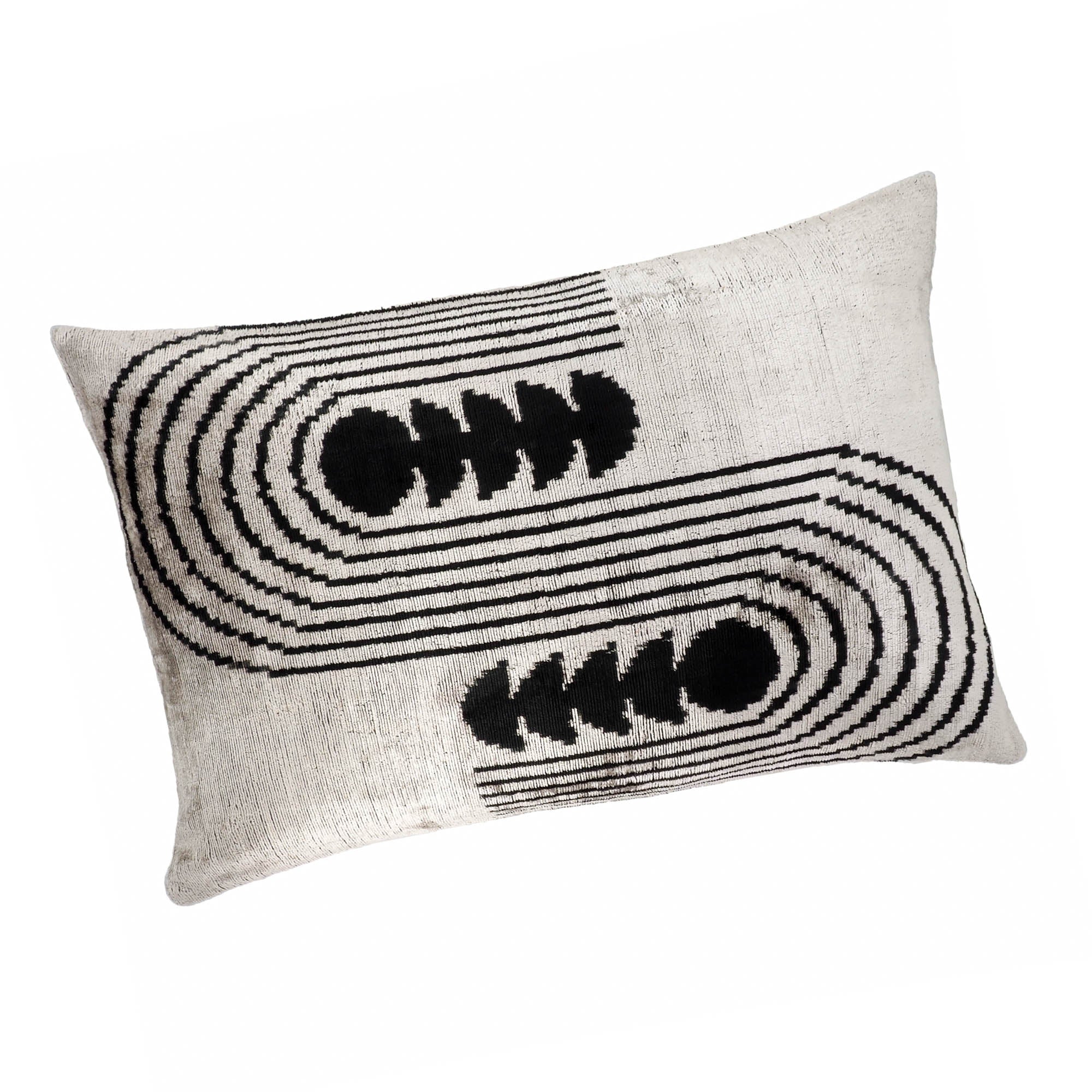 Art Deco Silk Velvet Ikat Throw Pillow Cover, 16 x 24