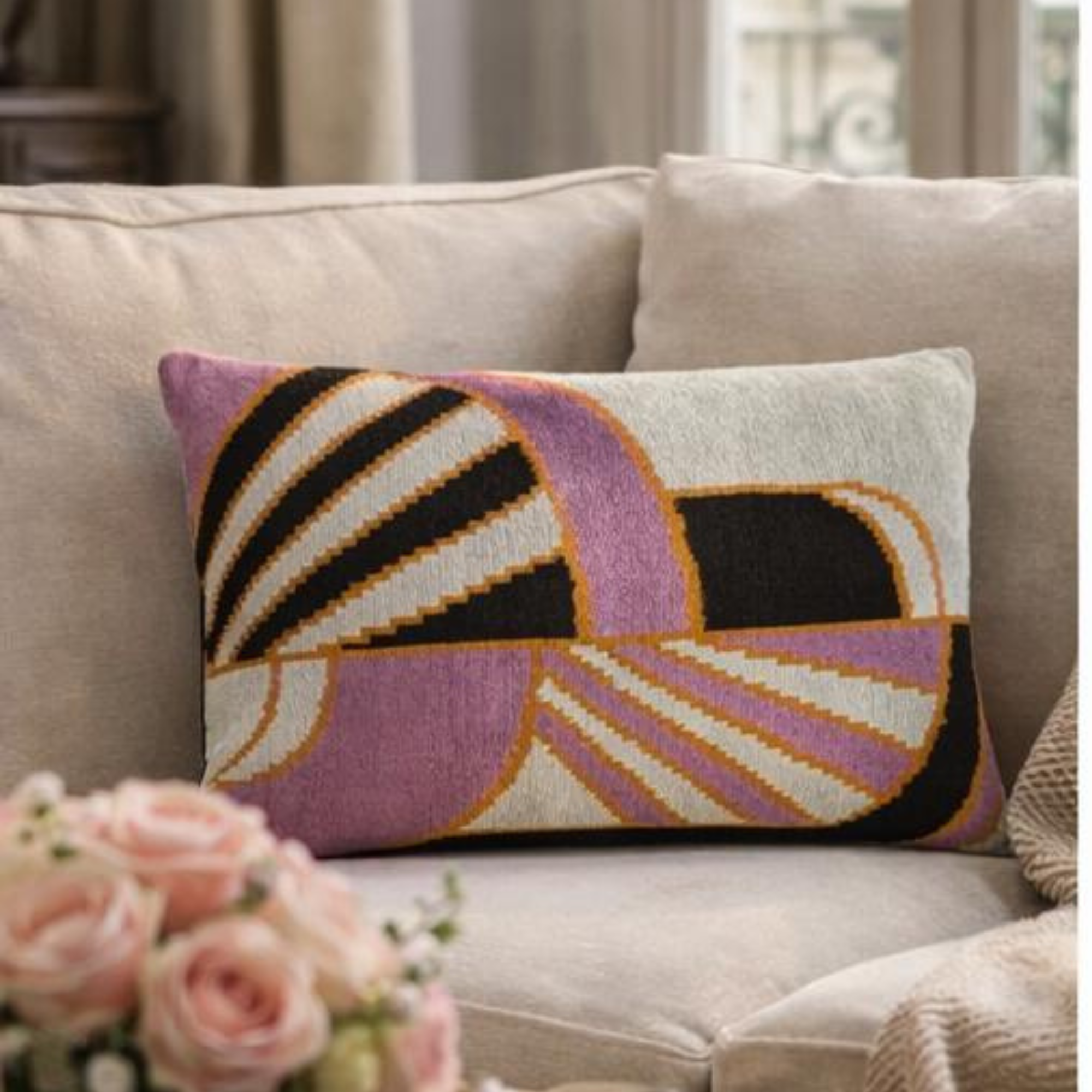 Deco Silk Velvet Ikat Throw Pillow Cover 16 X 24