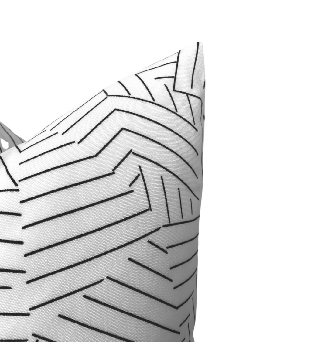 Deconstructed Stripe Pillow Cover in Black, Indoor Outdoor Pillows, Schumacher Textiles