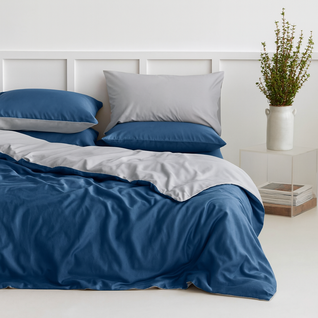 Two-Tone Bamboo Viscose Duvet Cover + 2 Shams Set