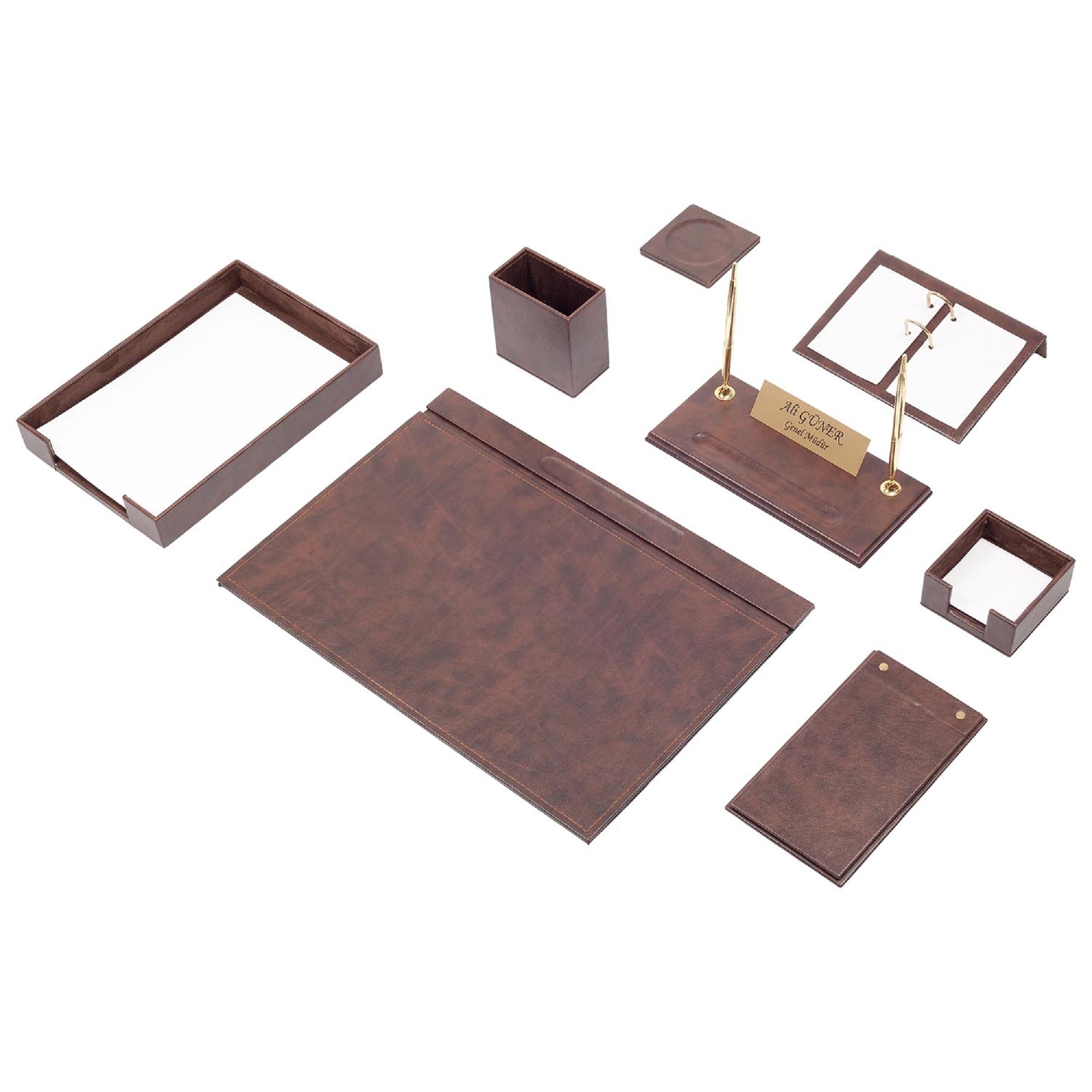 MOOG 10-Piece Leather Desk Set