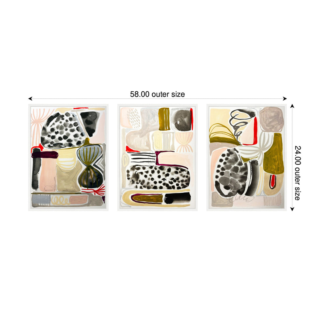 Sylvie Abstract 1, 2 and 3 Framed Canvas Art Set by Emma Daisy