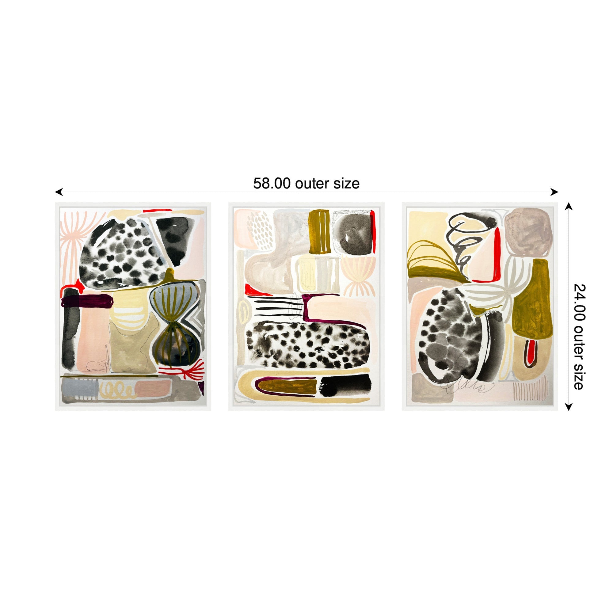 Sylvie Abstract 1, 2 and 3 Framed Canvas Art Set by Emma Daisy