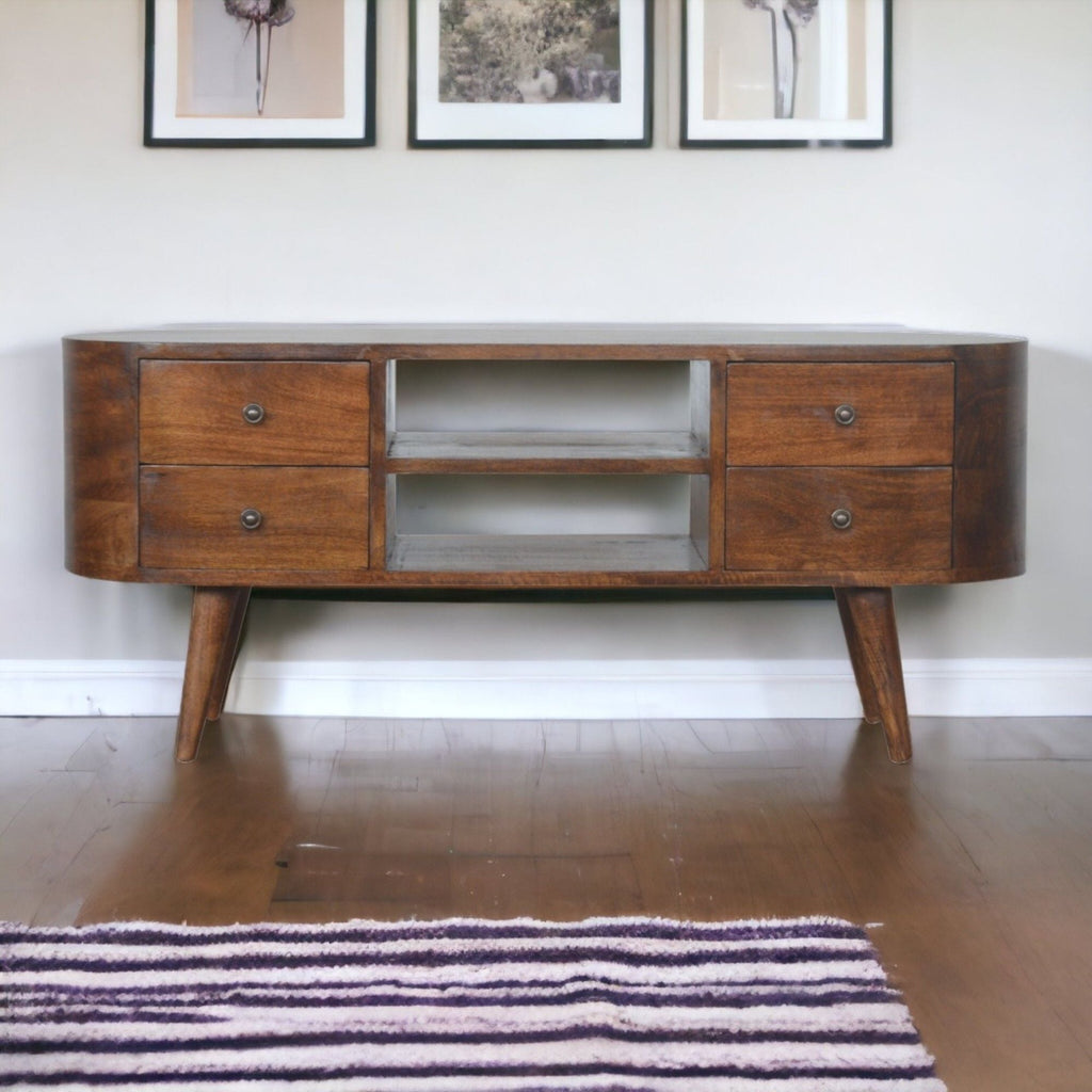 Rounded Mango Wood Media Console