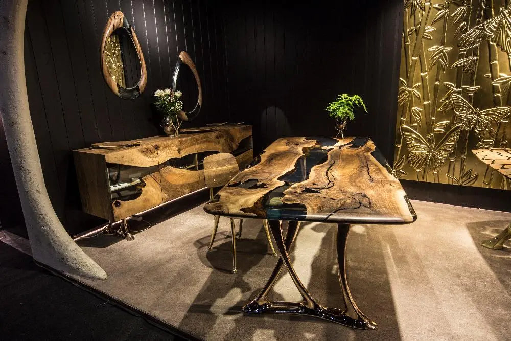 Osso Sculptural Walnut & Epoxy Dining Table