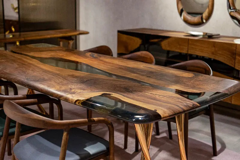 Osso Sculptural Walnut & Epoxy Dining Table