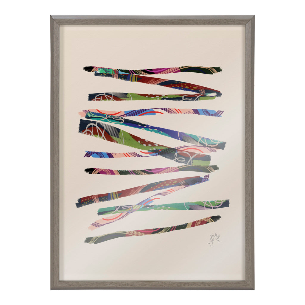 Blake Abstract Sticks 5 Framed Printed Glass by Jessi Raulet of Ettavee