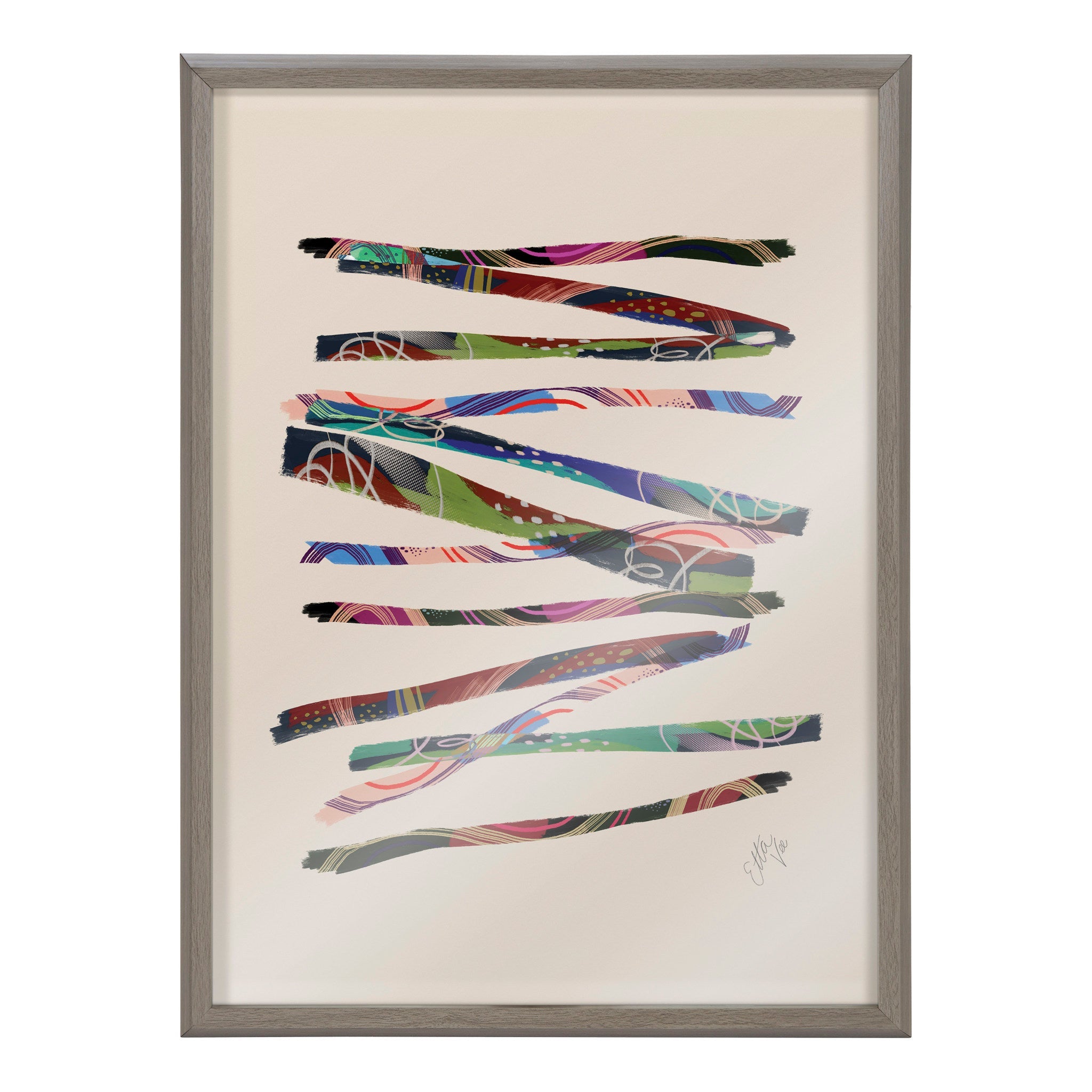 Blake Abstract Sticks 5 Framed Printed Glass by Jessi Raulet of Ettavee