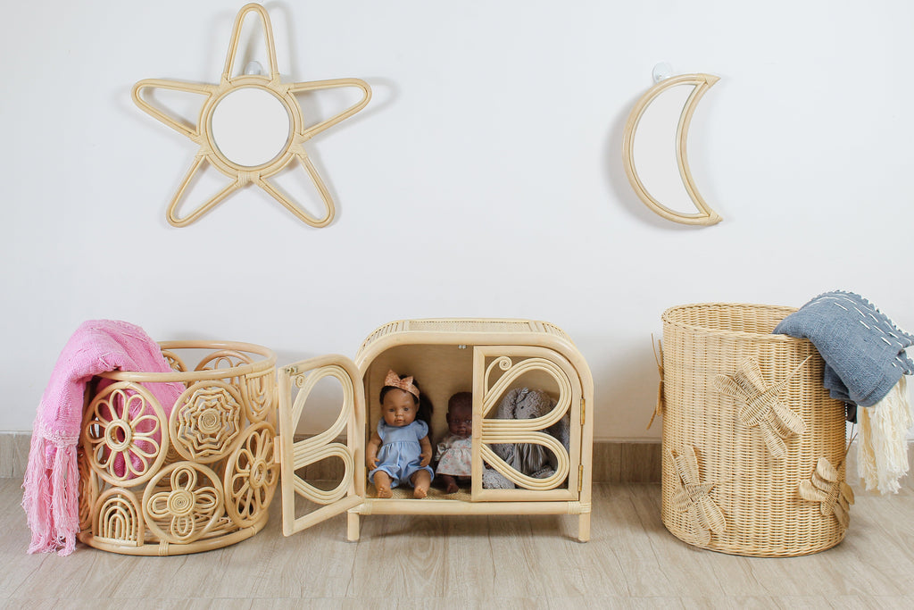 Rainbow Rattan Storage Hamper