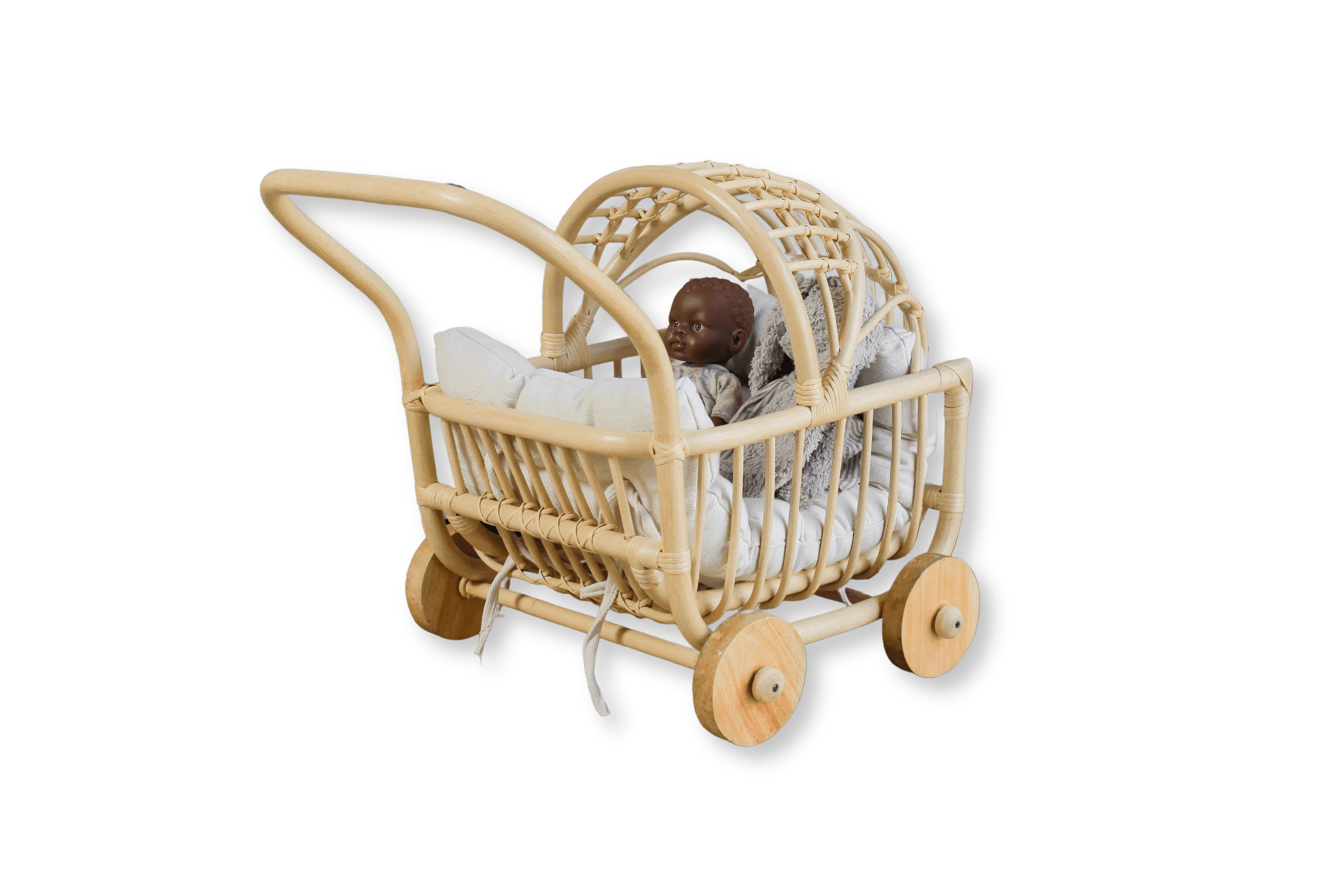 Handwoven Rattan Doll Stroller