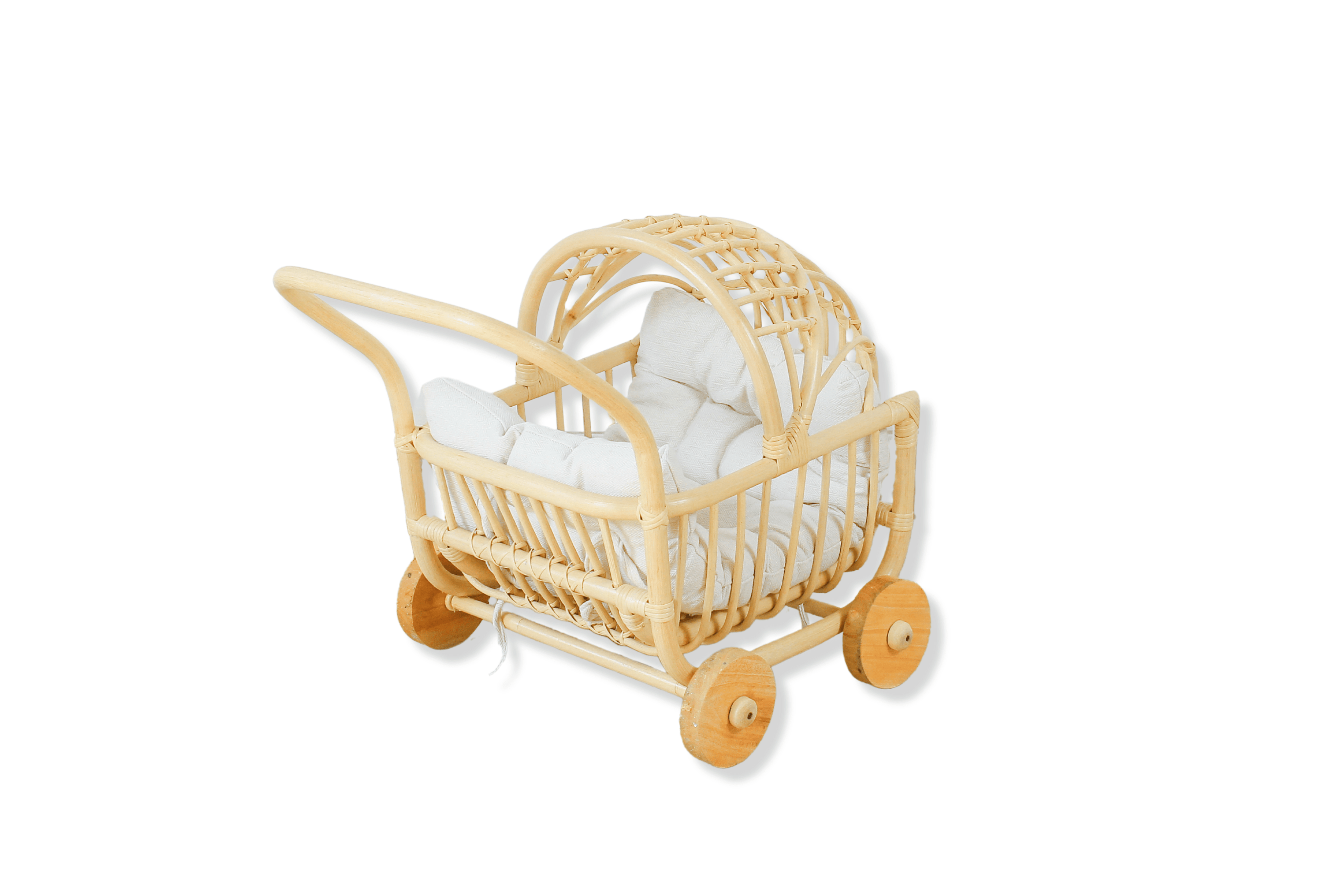 Handwoven Rattan Doll Stroller