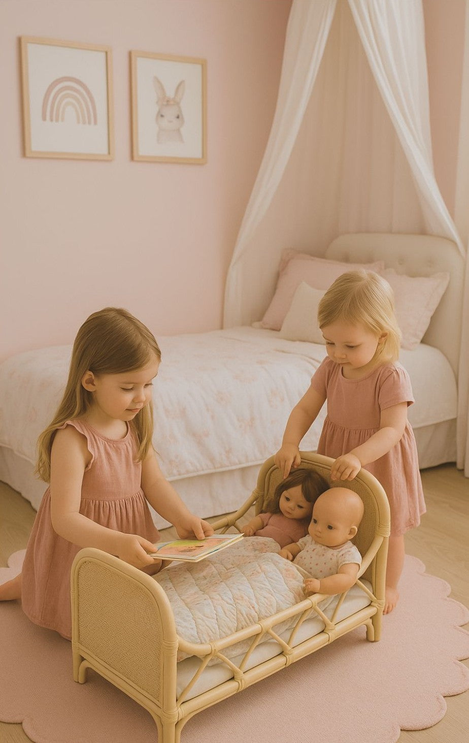 Rattan Doll Bed