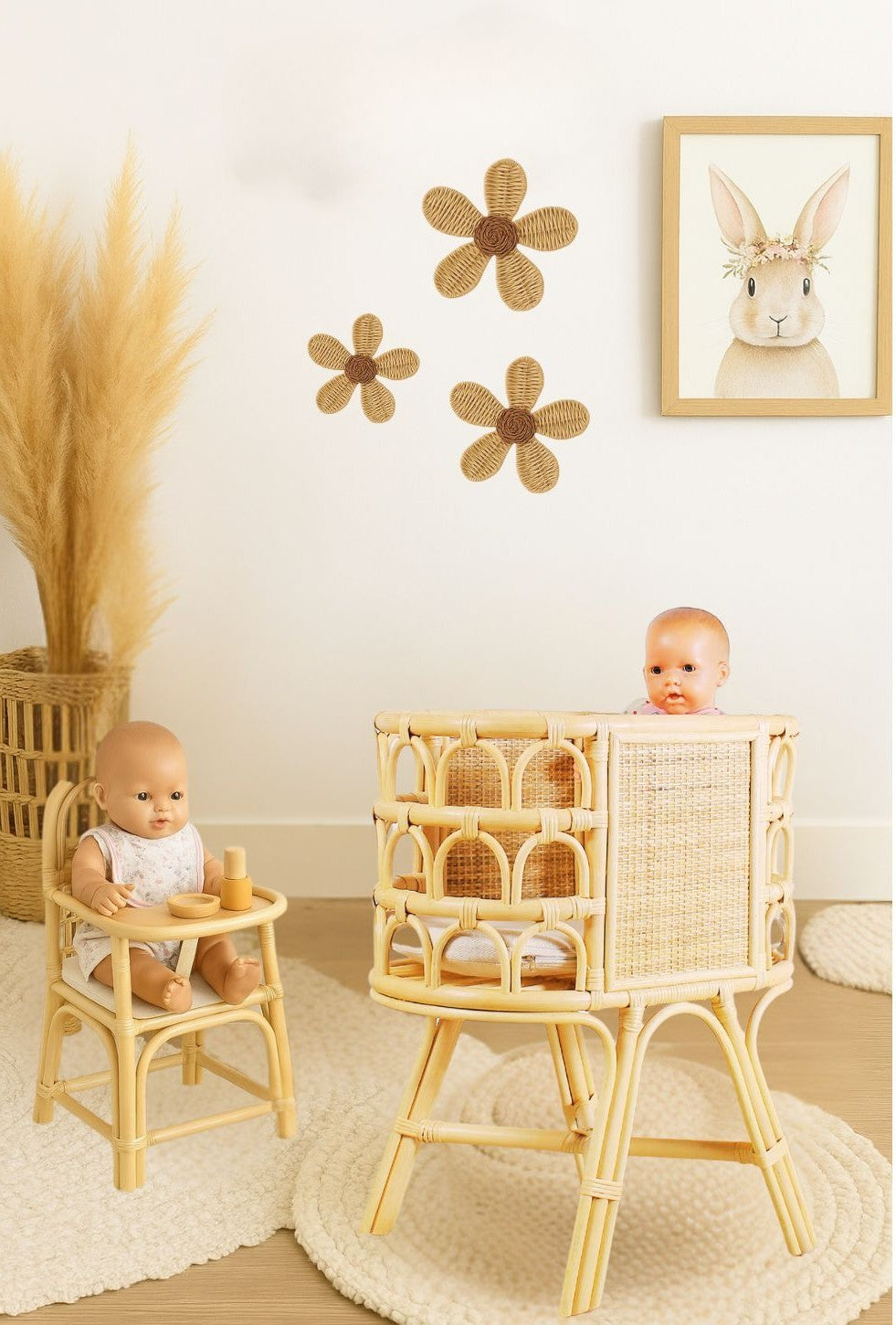 Handwoven Rattan Doll Crib
