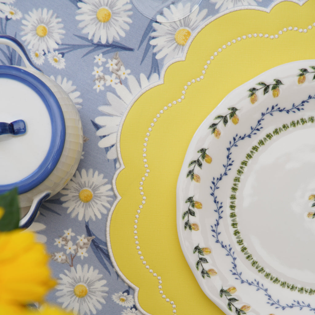 HALO YELLOW ROUND FAUX LEATHER PLACEMAT (Set Of 4)