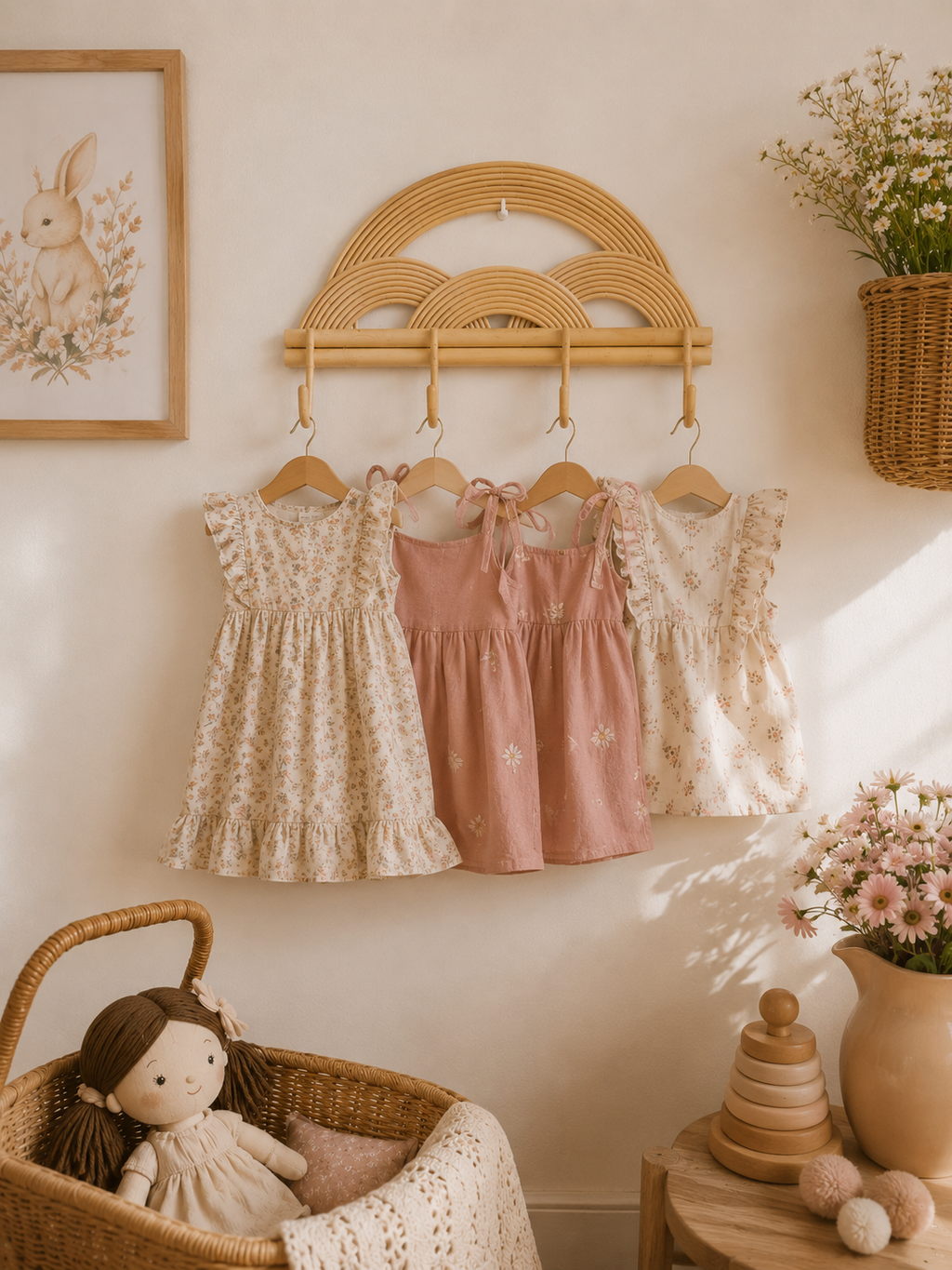Natural Rattan Rainbow Wall Rack