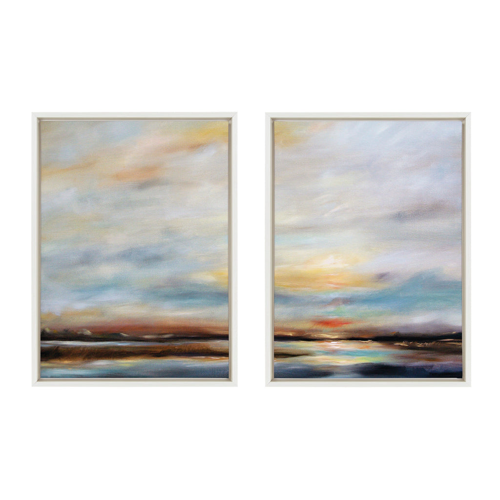 Sylvie Carolina Sunset Diptych Framed Canvas Art Set by Mary Sparrow