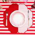 DUALITY PINK RED SCALLOPED FABRIC PLACEMAT (Set Of 4)